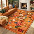 RELEANY Floral 8x10 Area Rugs Washable Print Boho Cute Carpet Non Slip Flower by RELEANY