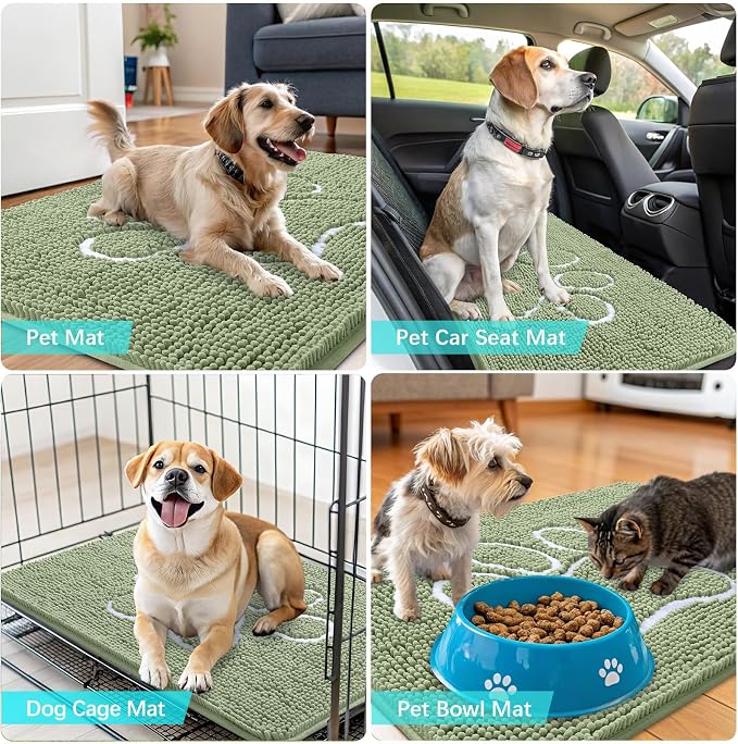 OLANLY Dog Door Mat for Muddy Paws 59x24, Paw Print Design, Absorbs Moisture - Image 7