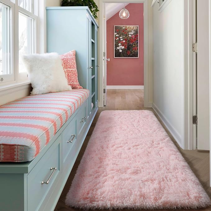 ONASAR Pink Runner Rugs for Bedroom Living Room, 2x6 Bedside Hallway Fluffy - Image 6