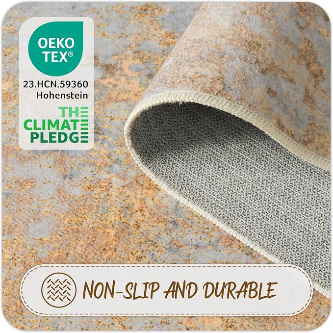 Beige Gold Entryway Rug 3x5 Door Mat Indoor Entrance 36x60, Washable Small - Image 6