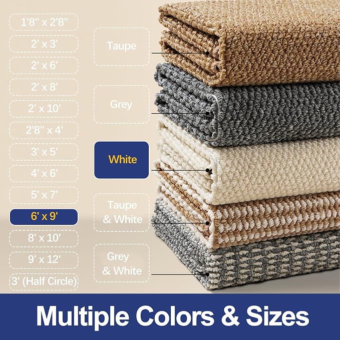 Faux Jute Area Rug 6'x9', Washable & Non-Slip, No Odor. Farmhouse Boho Style - Image 6