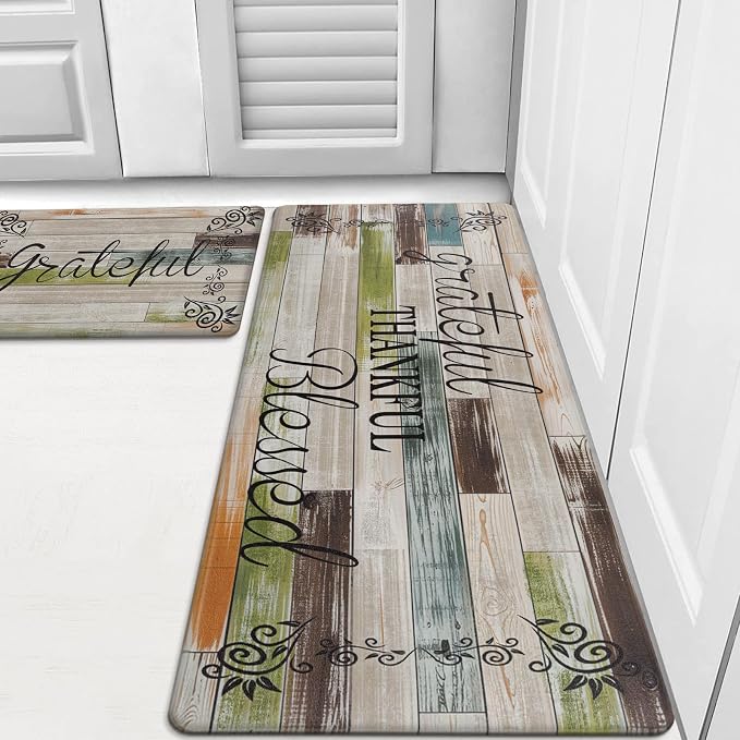 HEBE Anti Fatigue Kitchen Rugs Set of 2, Non Slip Cushioned Kitchen Mats by HEBE