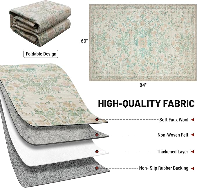 Washable Area Rugs 5'x7', Ultra Soft Carpet - Image 3