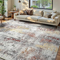 Living Room Rug 7x10 Beige Area Rugs Machine Washable Abstract Boho Large Rug by OmpaaHomeDecor