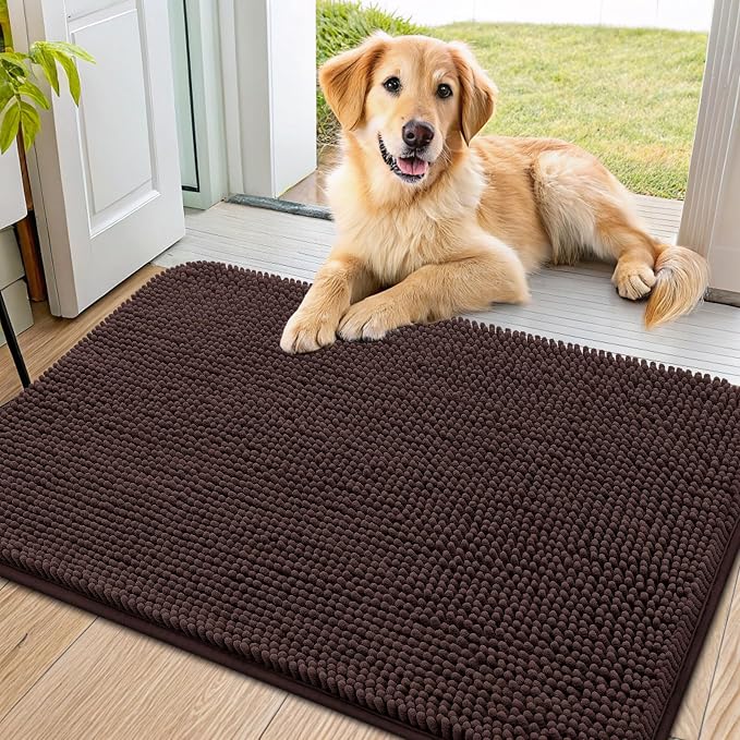 Smiry Dog Door Mat for Muddy Paws 34x21, Absorbent Dirt Trapper, Non-Slip by Smiry
