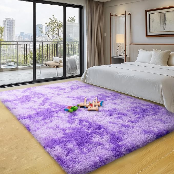 qulint 4x6 Area Rugs for Bedroom, Fluffy Soft Purple Rug for Kids Room Fuzzy - Image 7