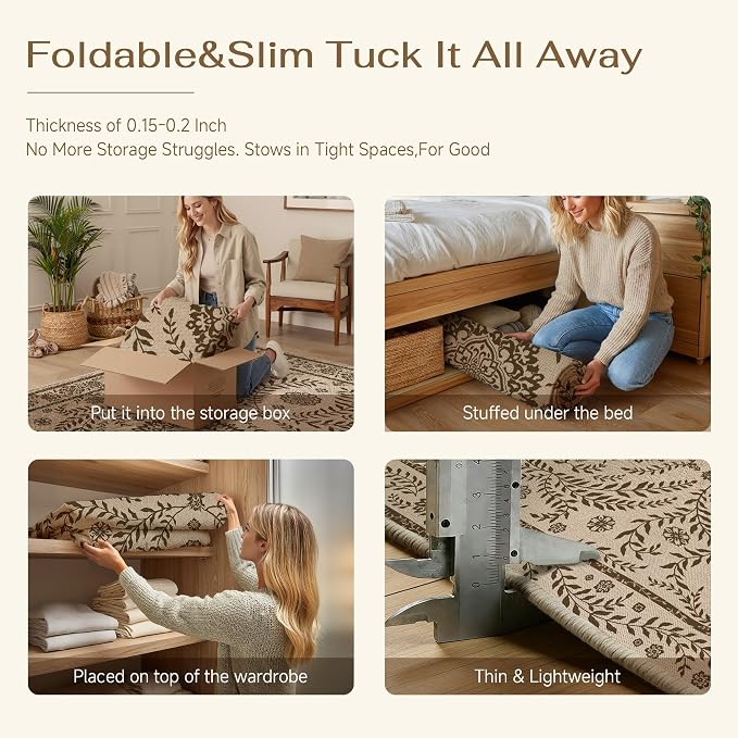 HUGEAR 5x7 Vintage Jute Outdoor Indoor Rug Washable Linen Textured Weave High - Image 6