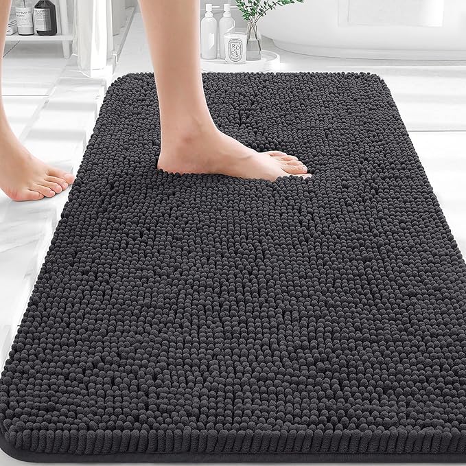 OLANLY Bathroom Rugs 36x24, Extra Soft Absorbent Chenille Bath Rugs, Rubber by OLANLY