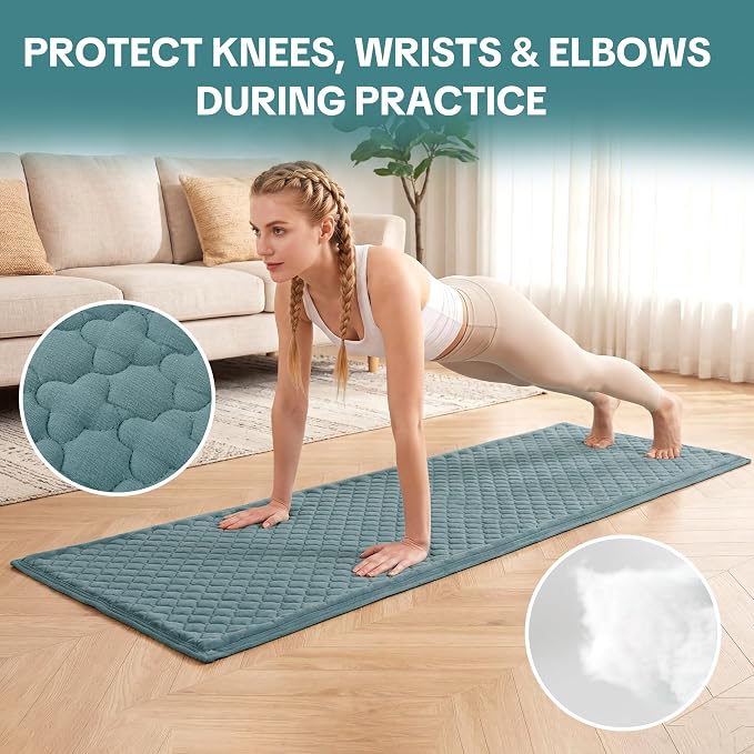 MABOZOO Cotton Yoga Mat, Non-Slip Breathable Yoga Rug - Image 4