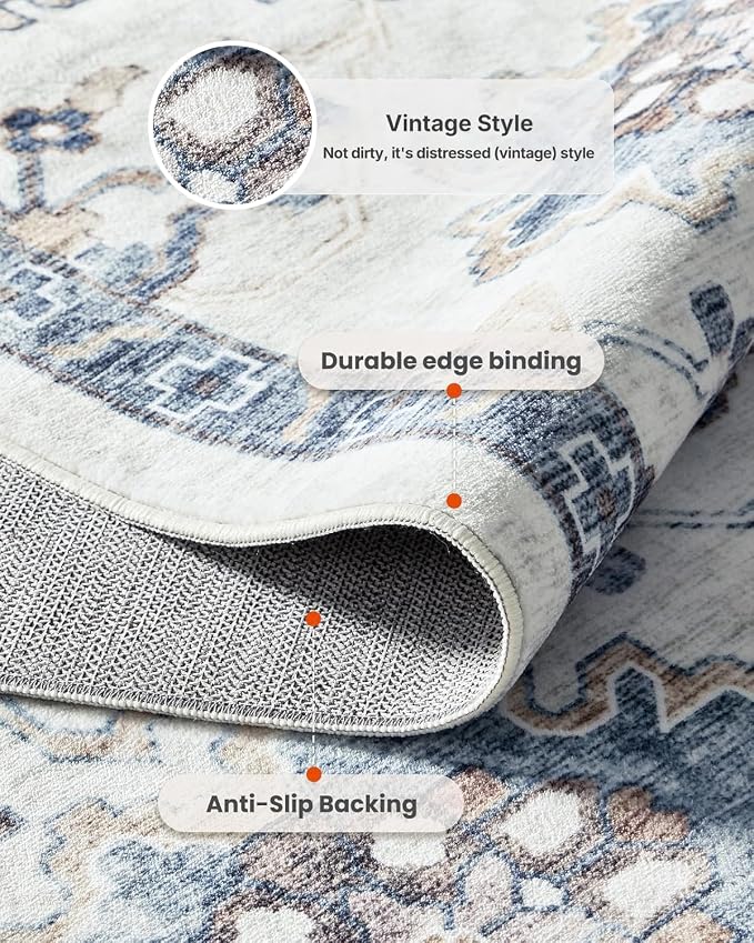 AMADA HOMEFURNISHING 9x12 Washable Area Rug, Low-Profile Large Area Rug - Image 7