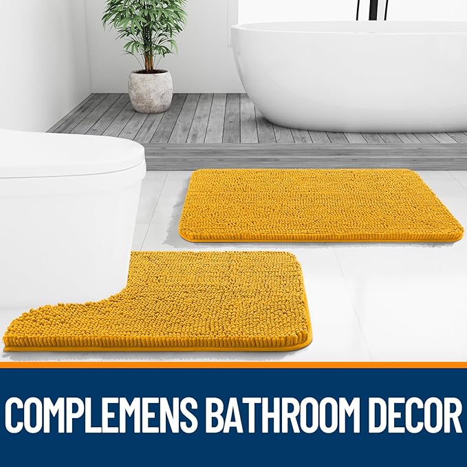 OLANLY Small Bathroom Rugs 24x16, Soft Absorbent Chenille Bath Rugs, Rubber - Image 7