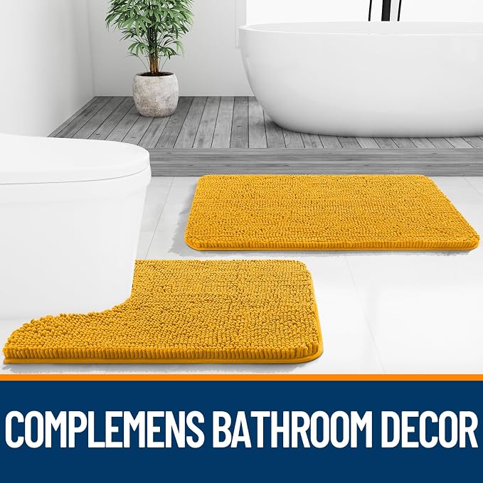 OLANLY Bathroom Runner Rugs 44x24, Soft Absorbent Chenille Bath Rugs, Rubber - Image 7