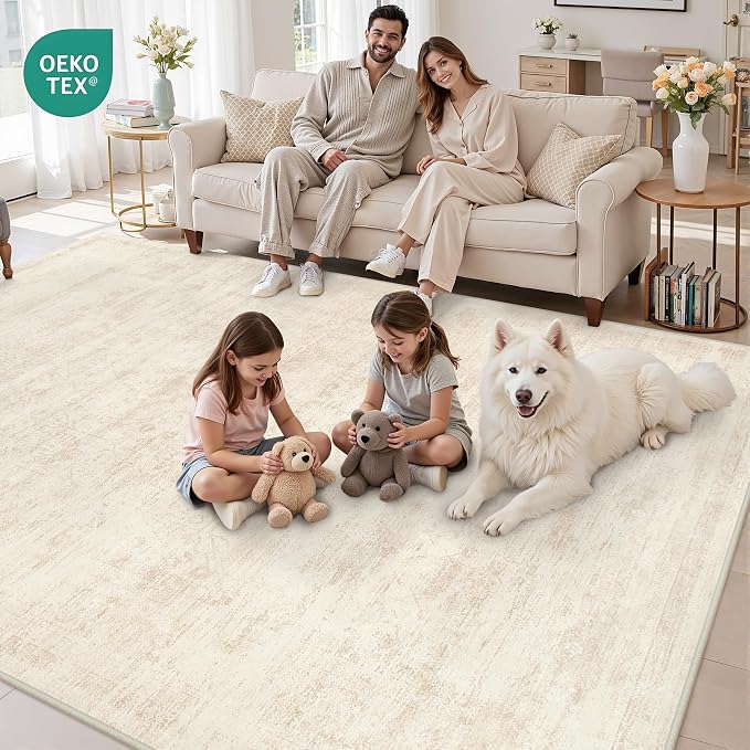 10x12 Area Rug for Living Room: Vintage Boho Neutral Washable Rug Indoor Soft - Image 7