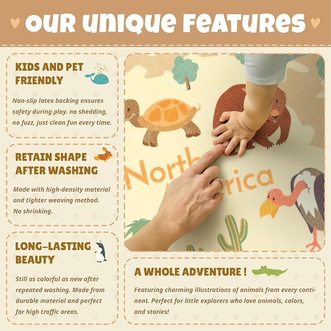 Large Kids Area Rugs with Animal - Image 7