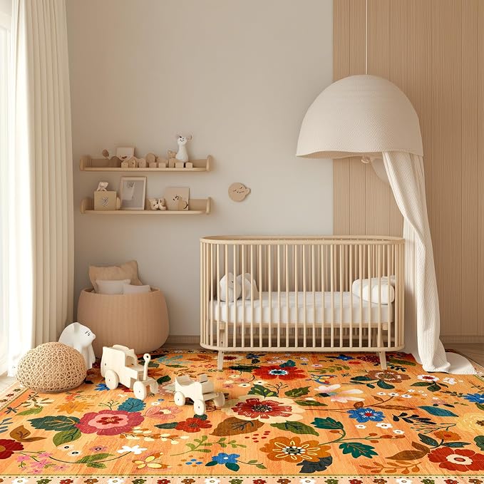 RELEANY Floral 3x5 Area Rugs Washable Print Boho Cute Carpet Non Slip Flower - Image 8