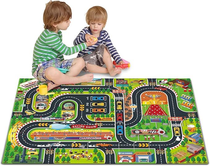 Oriate Kids Toy Dream Mat Racetrack Activity Playmat, Ideal Fun Carpet Racing by OriateToys