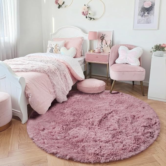 Amdrebio Blush Pink Circle Round Rug 5Ft - Image 8