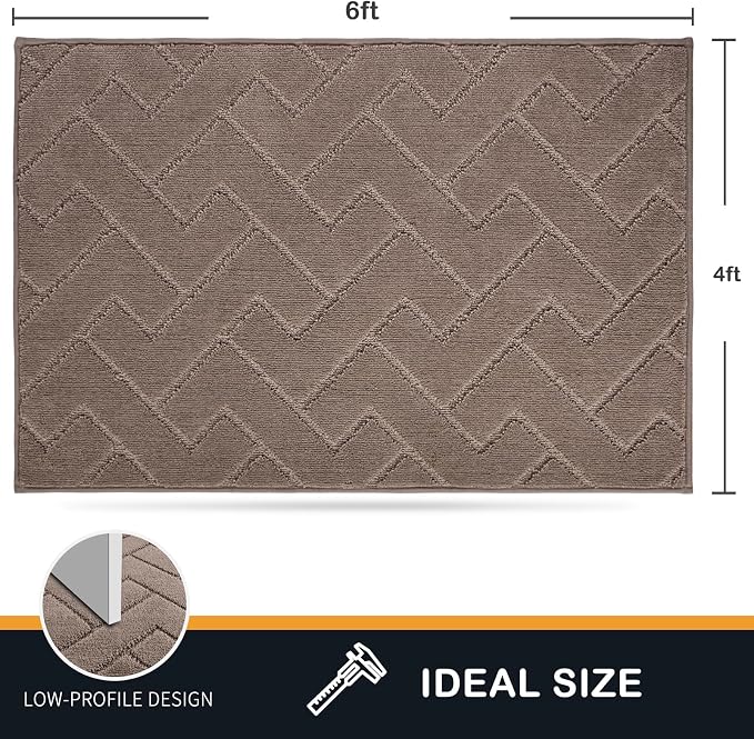 PURRUGS Easy Care Area Rug 4ft x 6ft, Non-Slip Machine Washable Entry Rug - Image 2