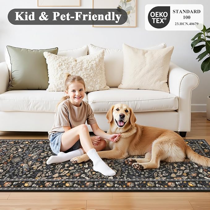 HEBE Washable Hallway Runner Rug 2'x 6' Non Slip Kitchen Rugs Runner, Low Pile - Image 6