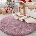 OLANLY Blush Round Rugs for Bedroom by OLANLY