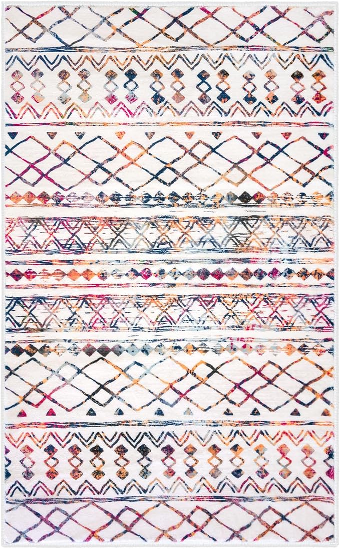 KUTA Boho Living Room Rug 8x10, Moroccan Multi-Color Washable Area Rugs Non Slip - Image 8