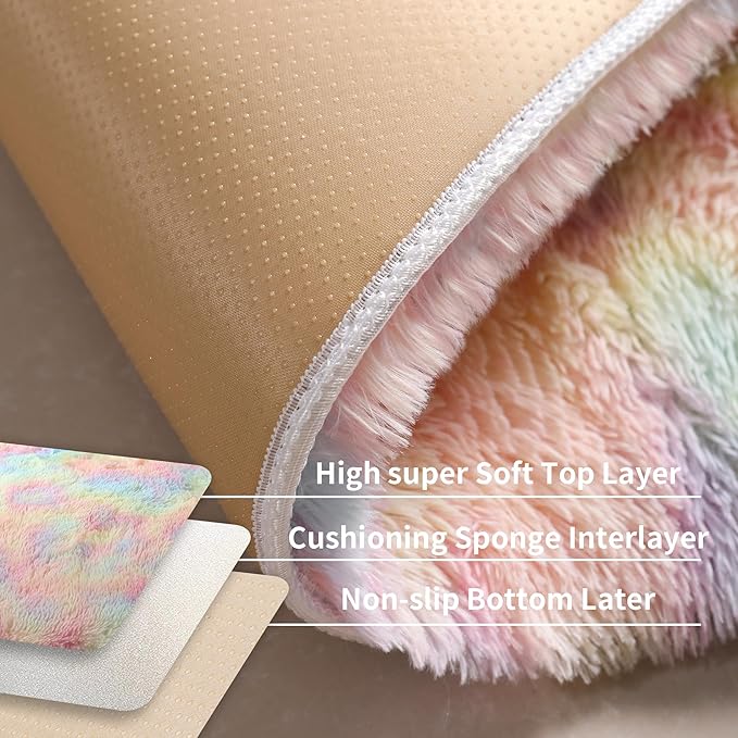 5x8 Rainbow Shaggy Unicorn Kids Rug - Image 4