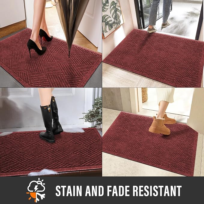 HIYARD Sturdy Front Door Mat, Absorbent Muddy Dirt Resist Welcome Door Mats - Image 5