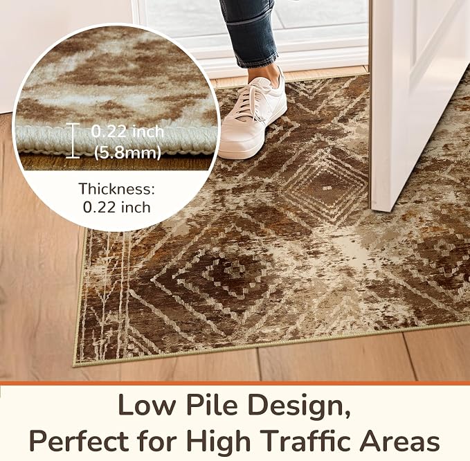 BESTSWEETIE Area Rug 2x10 Rug Machine Washable Non-Slip Low Pile Print Pattern - Image 3