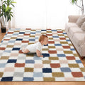 Super Soft Rug for Bedroom, 6x9 Ft Rainbow Area Rug Classic Checkered Shaggy by TOOHUB