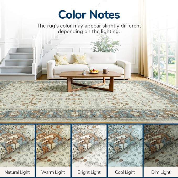 Lessymo Washable Area Rug for Living Room, 8x10 Large Rugs - Image 9