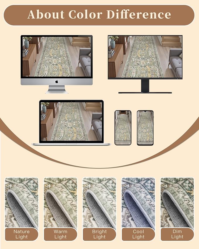 Madane Hallway Runner Rug 2x12, Extra Long Washable Runner Rugs - Image 9