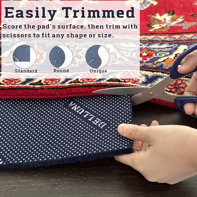 DELLUNA Non-Slip Area Rug Pad 2'x6', 3/8" Thick Double Side Rubber + Felt - Image 5