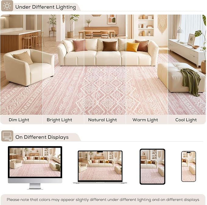 Nakagishi Area Rug Living Room Rugs: 10x14 Large Soft Machine Washable Boho - Image 9
