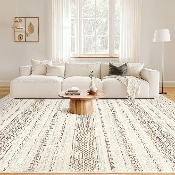 Nakagishi Area Rugs 8x10 Living Room: Washable Boho Large Neutral Soft - Image 4
