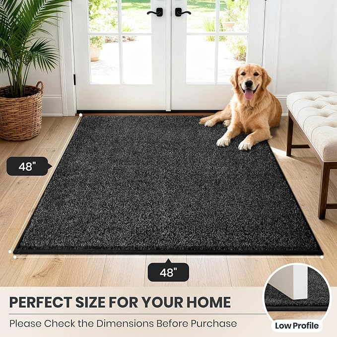 PURRUGS Dirt Trapping Door Mat 48" x 48", Non-Slip Machine Washable Entryway Rug - Image 8