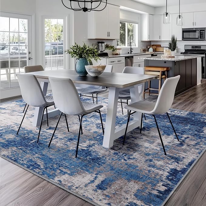 RELEANY Washable Area Rugs Square 9ft Non-Slip Modern Abstract Soft - Image 8