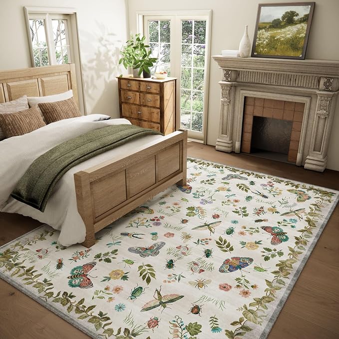 Washable Area Rugs for Living Room: 9x12 Bedroom Rug Vintage Large Rugs Stain - Image 2