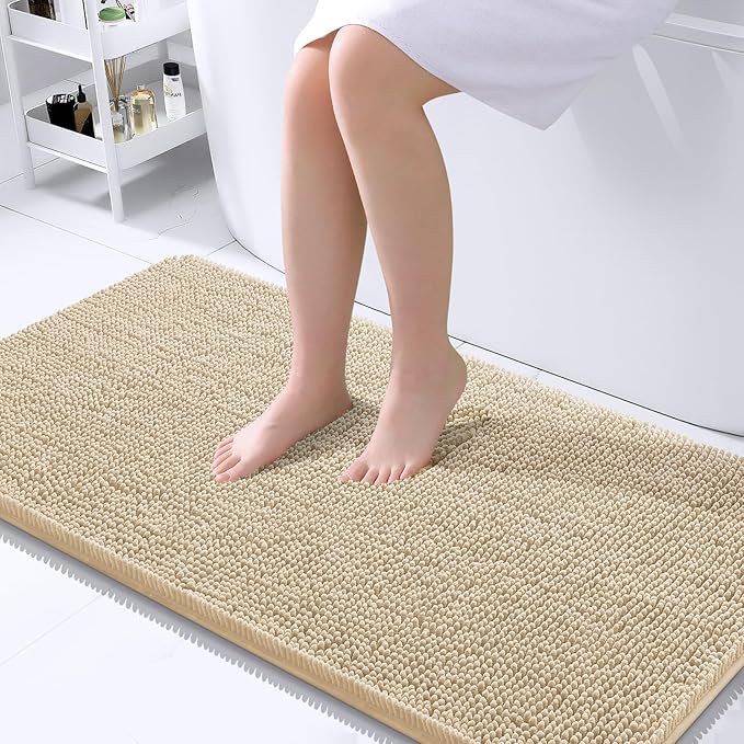 OLANLY Large Bathroom Rugs 45x27, Extra Soft Absorbent Chenille Bath Rugs by OLANLY