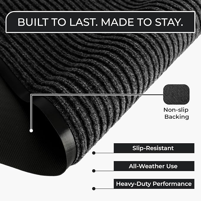 Commercial Door Mat 4'x16' Charcoal, Heavy Duty Industrial Floor Mat - Image 2
