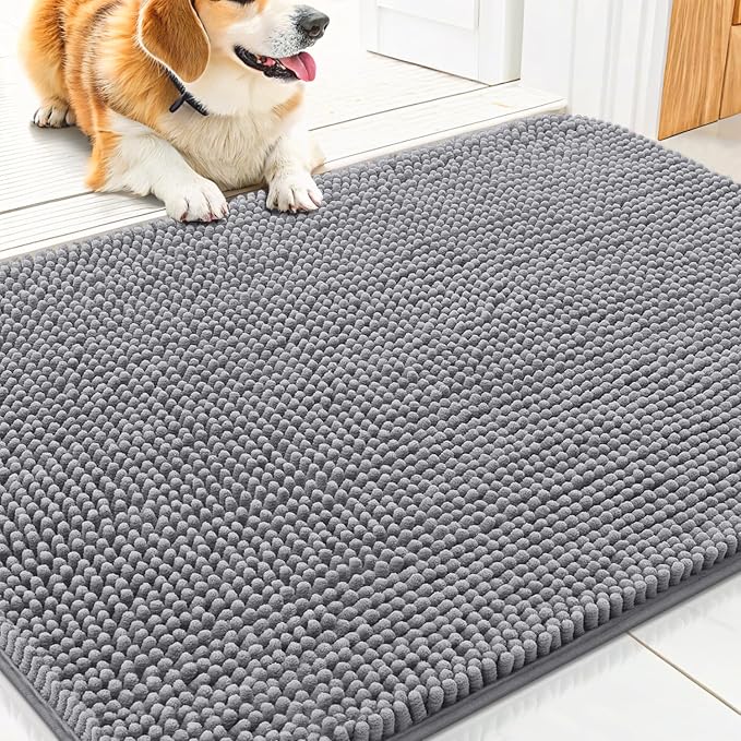 Smiry Dog Door Mat for Muddy Paws 30x20, Absorbent Dirt Trapper, Non-Slip by Smiry