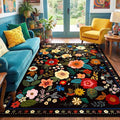 RELEANY Floral 5x7 Area Rugs Washable Print Boho Cute Carpet Non Slip Flower by RELEANY