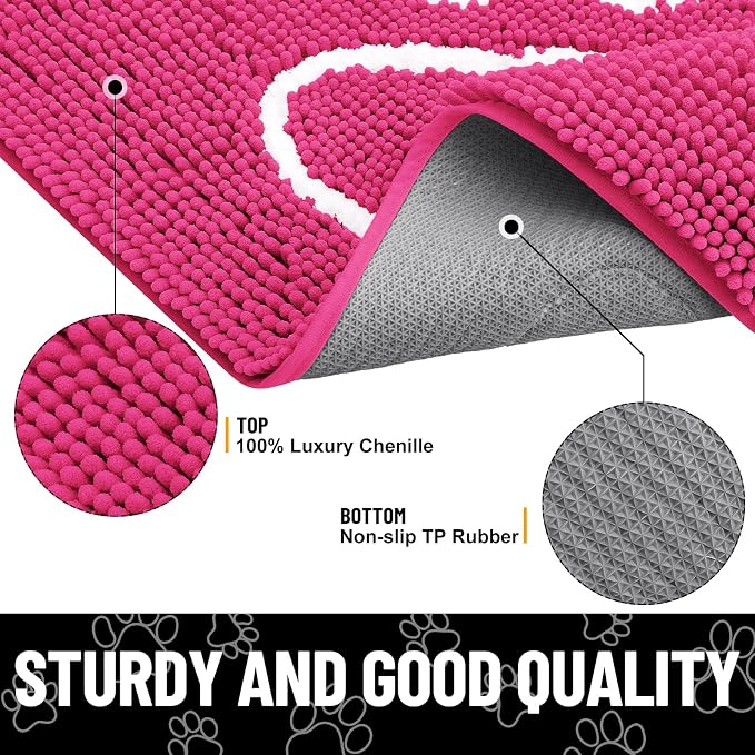 Smiry Dog Door Mat for Muddy Paws, Absorbent Dirt Trapper Non Slip Quick Dry - Image 3