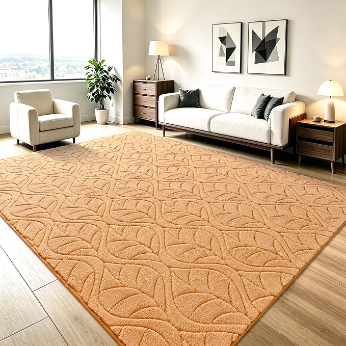 Macgace 6x9 Apricot Area Rug, Soft Shag Carpet, Washable Living Room Rugs by Macgace
