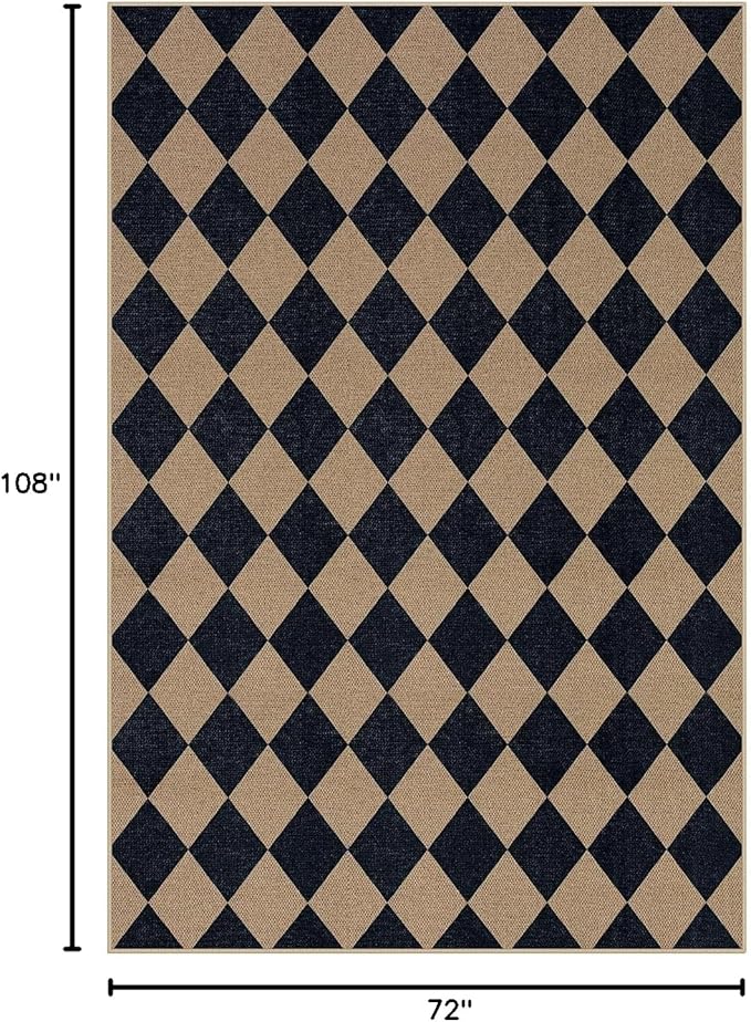 Lahome Colette Checkered Easy Jute Patio Rug, 6x9 Washable Indoor Outdoor Rug - Image 2