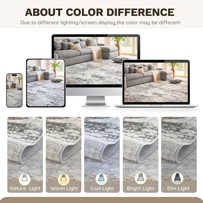 DMOYEST 9x12 Area Rug for Living Room, Washable & Non Slip Large Indoor Carpet - Image 6