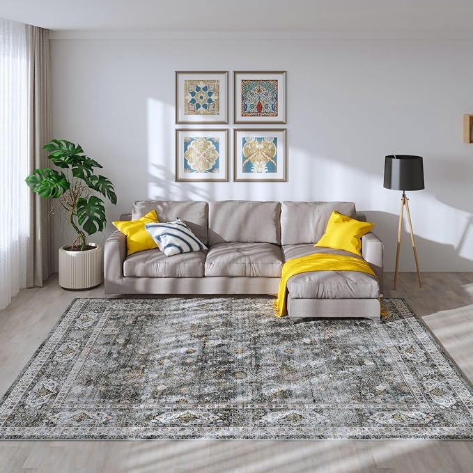 Rugcomf Area Rug 5x7 Washable Rug Boho Soft Non-Slip Non-Shedding Faux Wool - Image 7