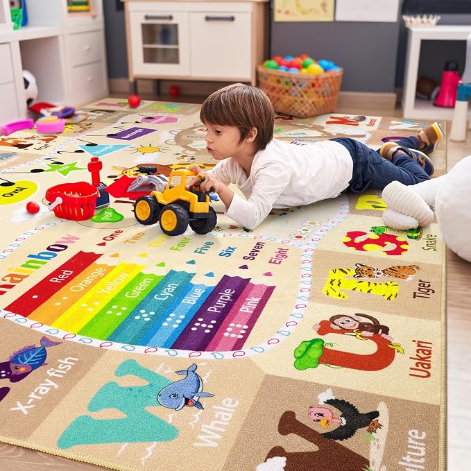 6x9 Playroom Rugs for Kids Washable, Educational and Fun Playmat - Image 6