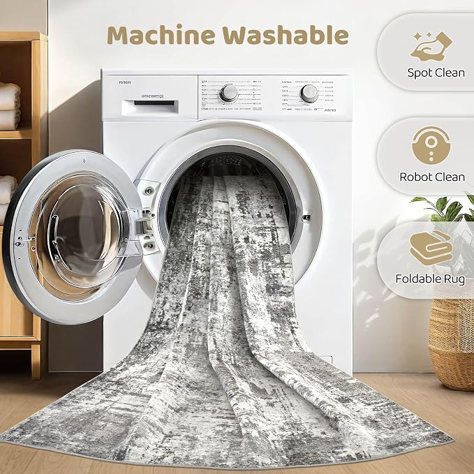 5x8 Area Rug Living Room: Washable Large Abstract Soft Rugs Stain Resistant - Image 2
