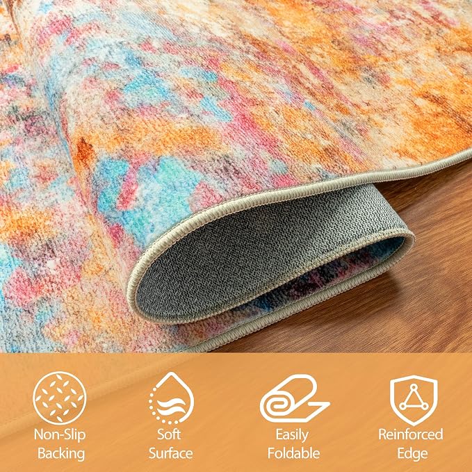 10x14 Area Rugs for Living Room Rug Washable: Abstract Large Rug Indoor Modern - Image 3