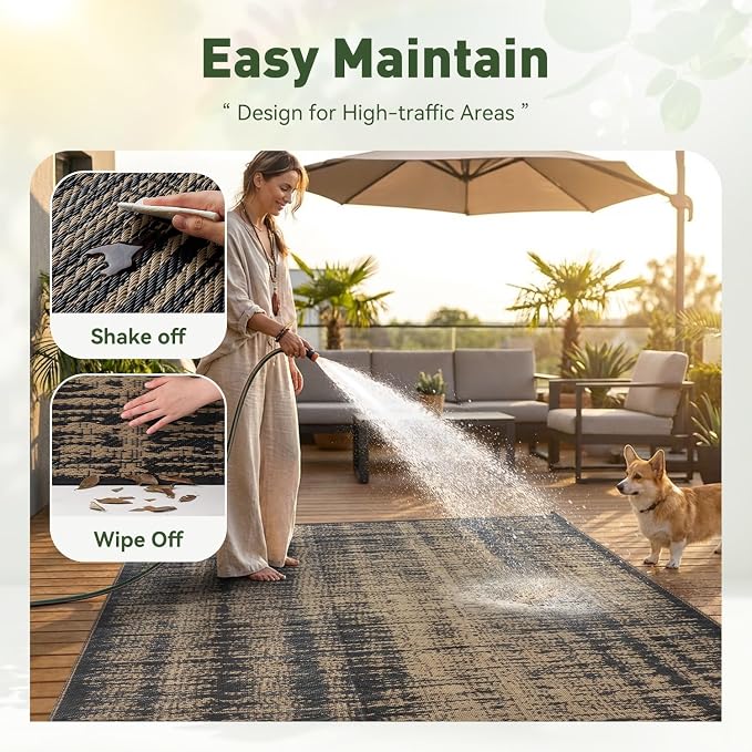 MontVoo Outdoor Rug Waterproof 5x8 ft Outdoor Carpet Patio Rug Mat Reversible - Image 8